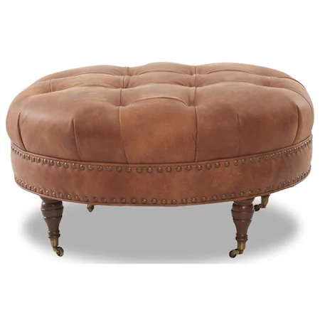 Elegant Ottoman with Nailhead Trim